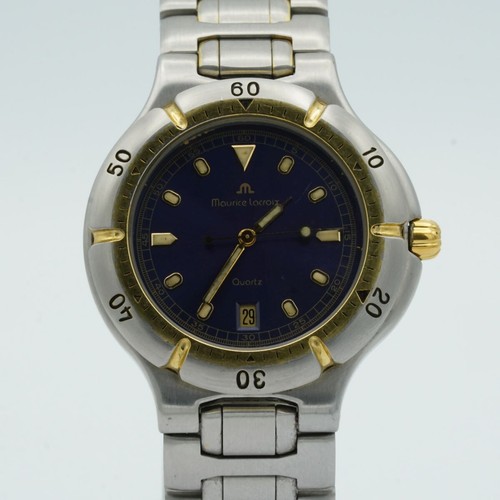 Maurice Lacroix Classic Men's Watch Steel/Gold Plated Quartz 38MM Blue ML116 - Picture 2 of 11