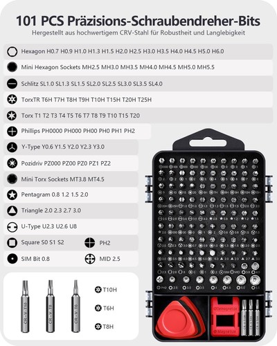 Feinmechaniker Werkzeug Set Mini Schraubenzieher 124 in 1 Handy Reparatur Schrau - Bild 4 von 6