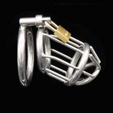 Male Chastity Cage Restraint Restraint Locking Ring Keys Belt Stainless Metal