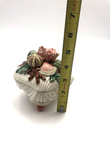 Fitz and FLoyd Oceana Nautical Shells Seashore Sugar Trinket Bowl Box w/Lid B5 - Picture 15 of 15