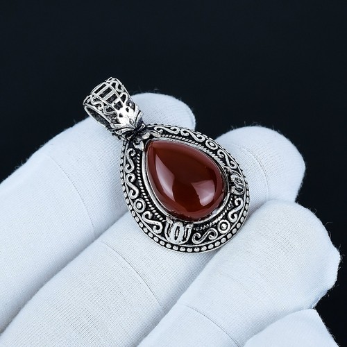 Carnelian Silver Handmade Natural Gemstone Pendant Jewelry For Gift - 第 1/4 張圖片