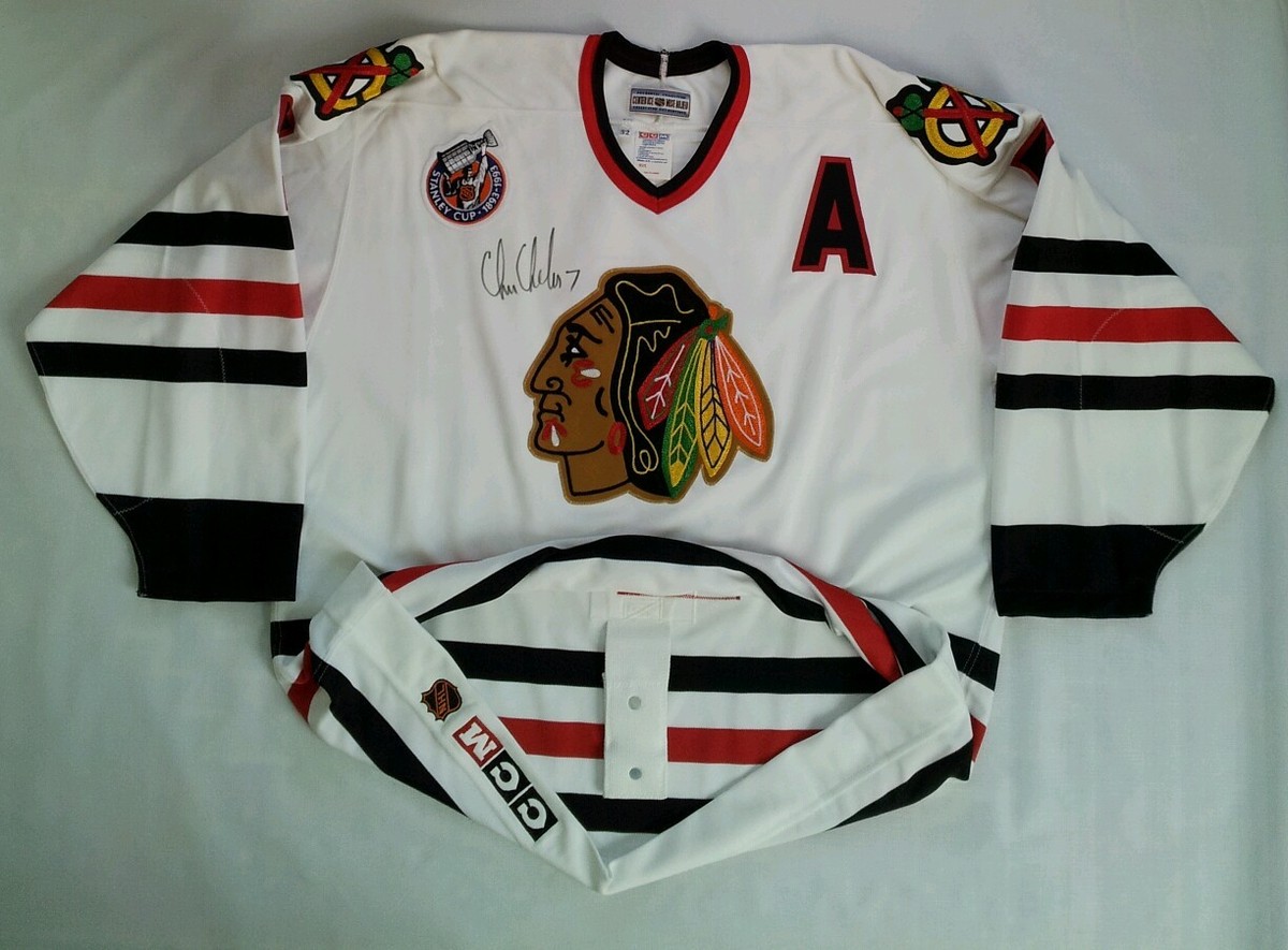 1993 CCM ULTRAFIL CHICAGO BLACKHAWKS #7 CHELIOS SIGNED HOCKEY