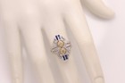Art Deco Blue Sapphire Ring and Diamonds 18k Gold and Silver 925 — photo 9