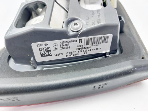 MERCEDES BENZ C CLASS W205 ESTATE INNER TAIL LIGHT REAR RIGHT DRIVER SIDE 2015 - Picture 14 of 14
