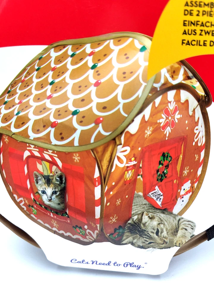 Kong Play Spaces Holiday Christmas Gingerbread Bungalow w/ Catnip Cat Kitten Toy - Image 2 of 4