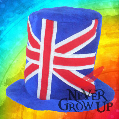 Union Jack Top Hat, Unisex Adult, Red, Blue & White, One Size Fits Most - Picture 1 of 1