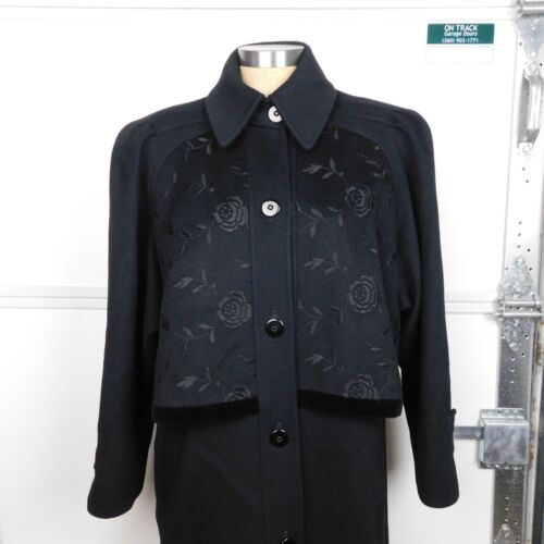 John Weitz Black Worumbo Wool Rose Embroidered Vel