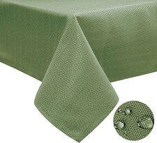 Tektrum 70"X70" Square Herringbone Textured Tablecloth - Waterproof Green