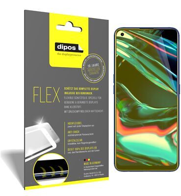 3x Oppo Realme 7 Pro Schutzfolie Folie, 100% Displayabdeckung, dipos Flex
