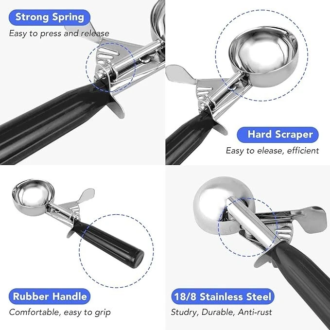 Juego de cucharadas para galletas, Juego de cucharadas para helado, 3 cucharadas - Изображение 2 из 4