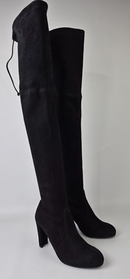 Stuart Weitzman Women's Black Highland Heel Suede Over The Knee Boots Size 6.5 M