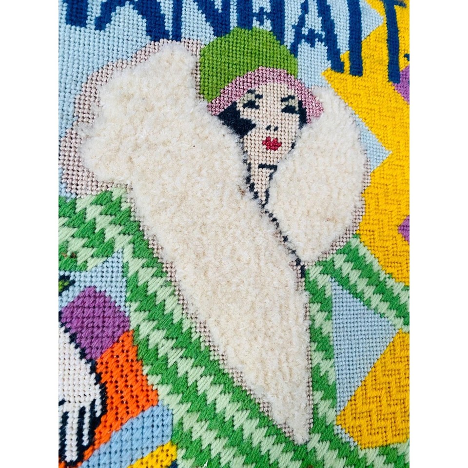 Vintage Art Deco Inspired Manhattan Framed Needlepoint Picture