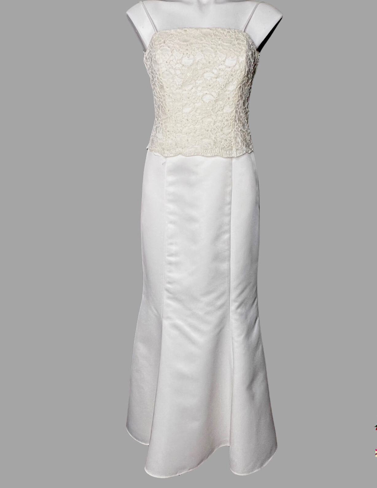 JS Boutique Wedding Gown Lace Bodice Overlay Sati… - image 5