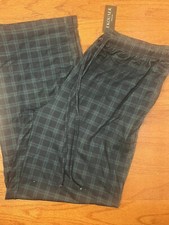 MENS S LIGHTWEIGHT PLAID TARTAN GREEN BLUE PJ PANTS ELASTIC DRAWSTRING XXL