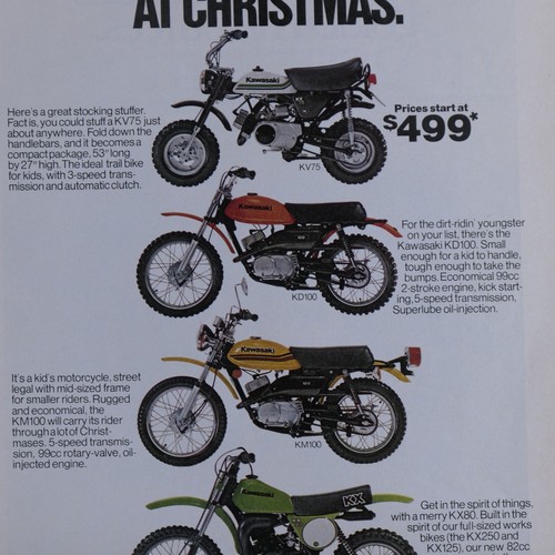 Kawasaki Mini Bikes VTG Christmas 78 Remember The Little Ones Original Print Ad - Picture 4 of 7