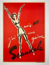 Lingerie poster 'Bas Scandale' 1950's vintage original Facon Marrec