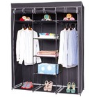 Portable Collapsible Travel Wardrobe 2 Hanging Rail and 7 Shelves Cupboard