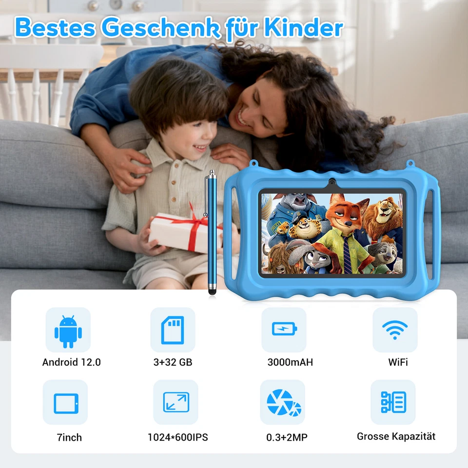 Kids Kinder Tablet Android 15/12 128GB ROM 10 Zoll Quad Core 5G WIFI 7000mAh - Bild 3 von 4
