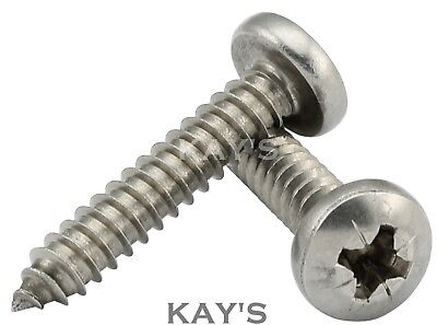 POZI PAN SELF TAPPING SCREWS A2 STAINLESS STEEL TAPPERS #2,4,6,8,10,12,14 KAYS