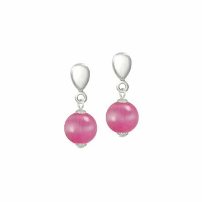 Melodie Fuchsia Katzenauge silberfarbene Ohrhänger Ohrclips