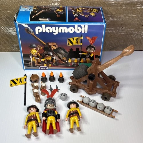 Vintage Playmobil 3653 Lion Knights with Catapult Medieval Near Complete w/ Box