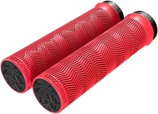 TruVativ Descendant Locking Bicycle Handlebar Grips - 133mm Red, Soft-Touch
