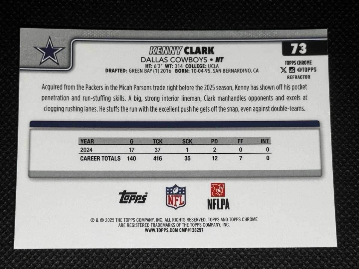2025 Topps Chrome Football - Kenny Clark Refractor #73 | eBay