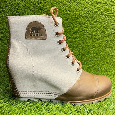 Sorel Lexie Womens Size 10 Camel Brown Classic Outdoor Wedge Heel Lace Up Boots