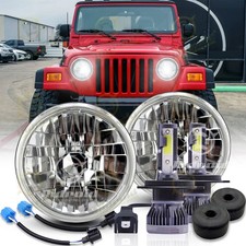 Pair 7 Inch Round Led Headlights High Low Beam For Jeep Wrangler Tj 1997-2006 Pair 7 Inch Round Led Headlights High Low Beam For Jeep Wrangler Tj 1997-2006