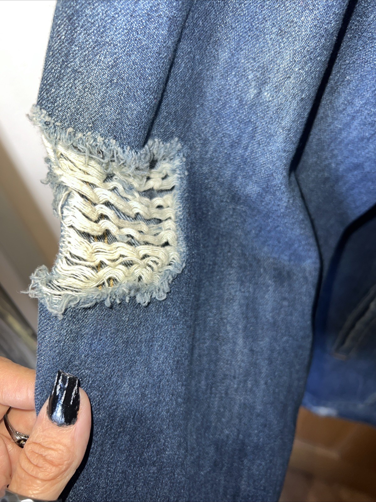 Torrid customized sequin patch Long Denim Distres… - image 7