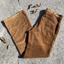 Vintage Lee Corduroy Pants FLARE BOTTOMS 33x32 HIPPY Boho Made In USA
