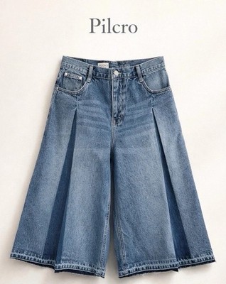 Pilcro Pleated Culotte Jeans Wide Leg Denim Shorts Mid Rise NWT Anthropologie