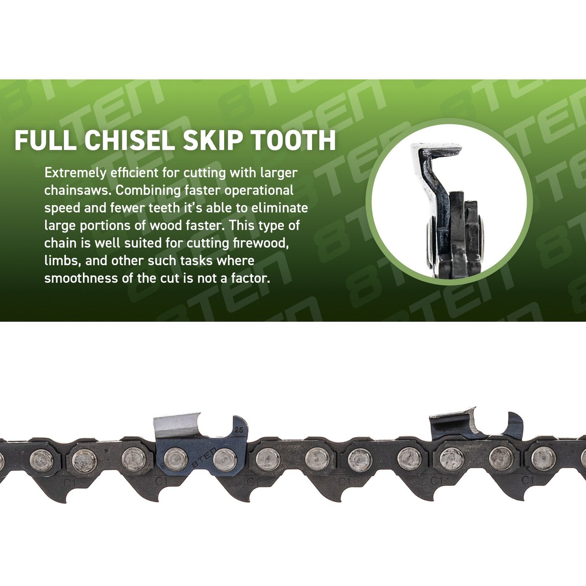 Full Chisel Skip Tooth Chainsaw Chain 32 Inch .063 3/8 105DL