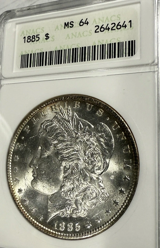 1885 Morgan Silver Dollar – ANACS MS64 – Bright Luster – Clean Reverse - Image 4 of 4