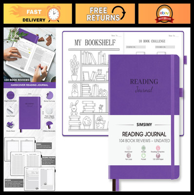 Reading Journal with 104 Book Reviews - Track Your Reading Progress, A5 Purple N