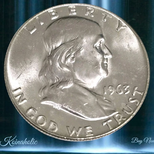 1963 D Franklin Half Dollar 90% Silver Brilliant Uncirculated Fresh From Roll
