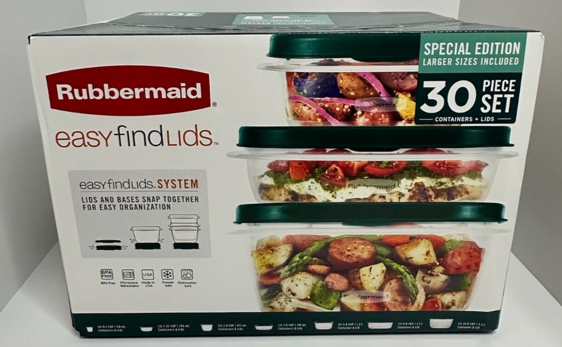 NEW Special Edition Rubbermaid 30pc (+Larger Sizes) Easy Find Lids