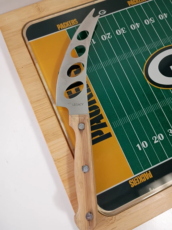 Packers Icon Glass Top Cutting Board & Knife Set by Picnic Time 15x10x1 - Image 3 of 4