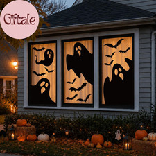 Large Halloween Window Clings Decorations Extra Large Ghost Silhouette Scary Bla