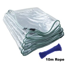 All Sizes Of Heavy Duty Clear Tarpaulin 420g/m² Waterproof with Eyelets & Rope