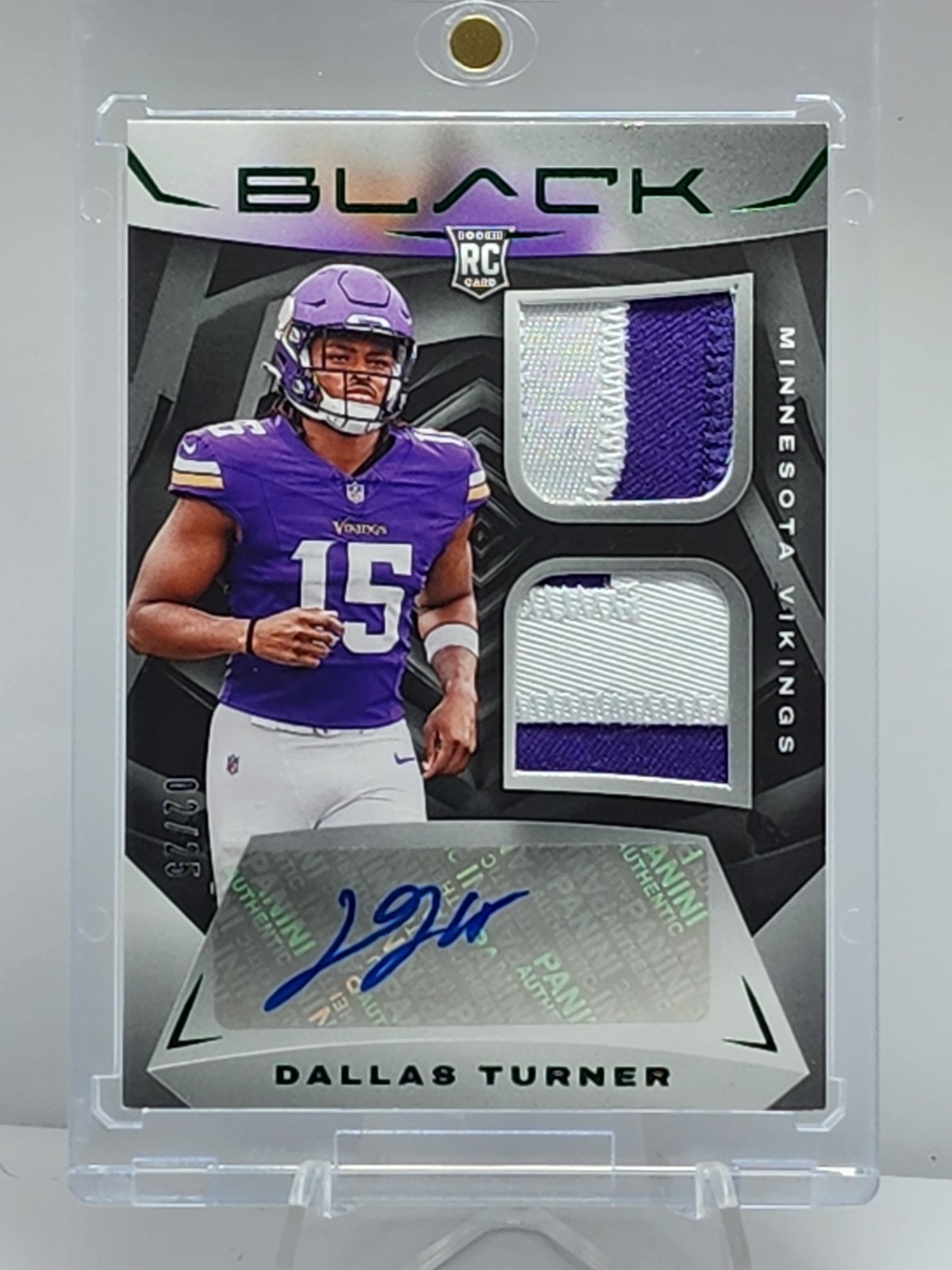 Dallas Turner Panini Black Rookie Signature Materials #RSM30 Emerald