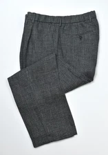 Todd Snyder Linen Drawstring Pants -L- Pleated Gray Houndstooth Trousers