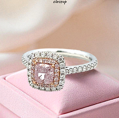 IGI Lab Grown 1,80 ct Fancy Vivid Pink Cushion Cut Diamond Ring 950 Platinum