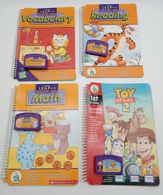 Leapfrog Leap 1 Math ~ Reading ~ Vocabulary Lot of 4 Books and Cartridges