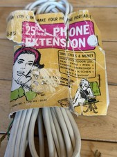 Vintage 1960  s Pacific Electricord 25 Ft Telephone Extension Cord Connectors NEW