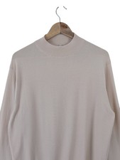 Paul James Mens Jumper Size XL Mock Neck Beige Cream Fine Knit