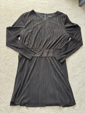 Express Black Metallic-Striped Long-Sleeve Dress
