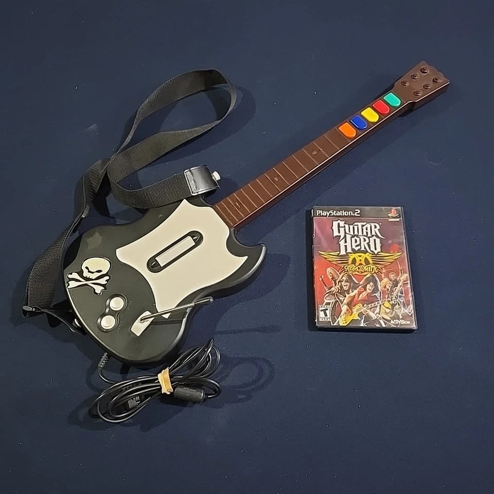Guitar Hero Aerosmith Juego Paquete Controlador Cableado Lote PlayStation 2 PS2 PSLGH Foto 2 de 4