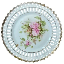 Vintage French Country Rose Collectors Plate Gold Rimmed