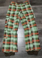 Burton Stow Cargo Pants Snowboard Ski Snow Green Brown Orange Plaid Women's S